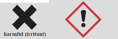 Hazard symbol meaning Irritant - for dilute acids and alkalis